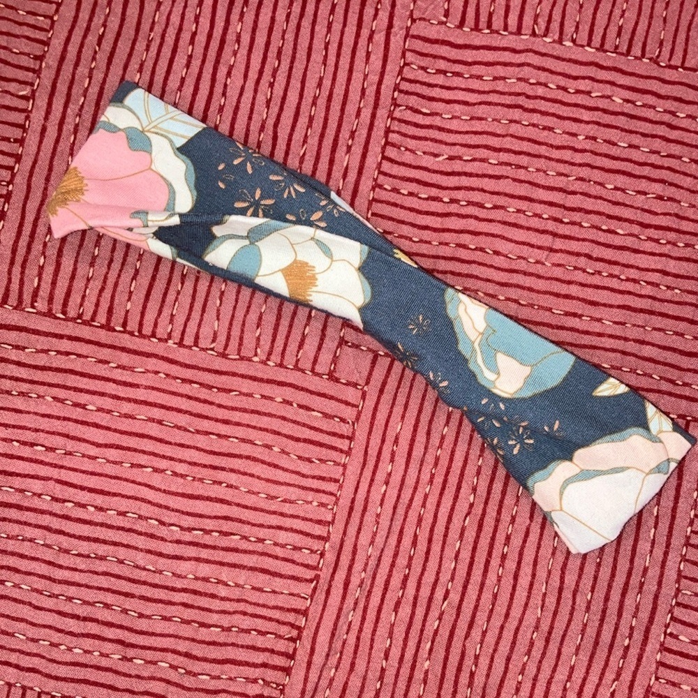 Criss cross headband soft fabric Pink  Floral Hair - made in Canada